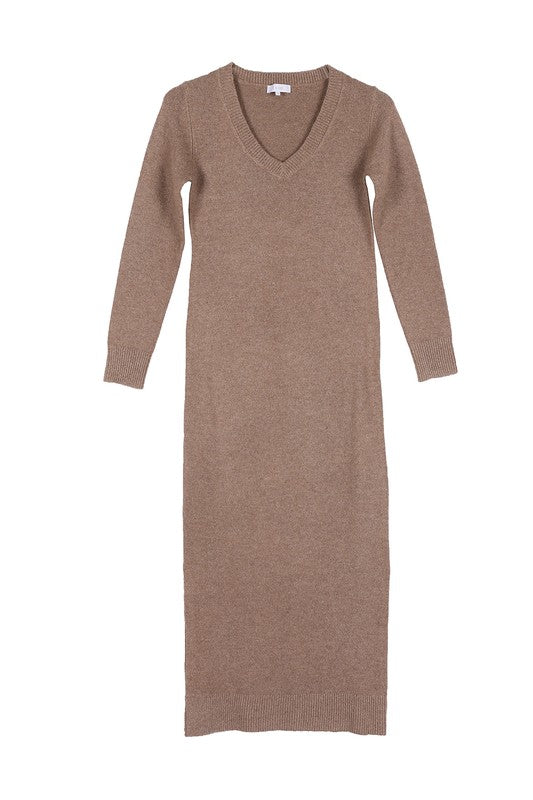 Selena V-neck sweater maxi dress