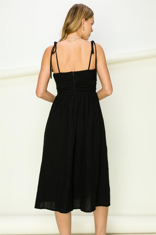 Gloria Tie-Strap Midi Dress