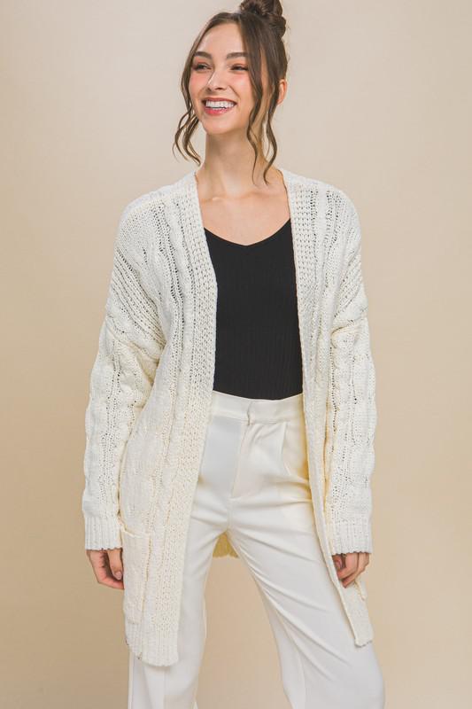 Carmen Cable Knit Cardigan || Ivory