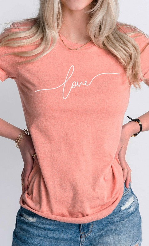 Love in Cursive Script Valentines Plus Graphic Tee
