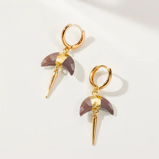Crescent Horn Spike Huggie Hoop Earrings
