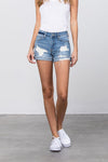 Amara Ripped Roll Up Leg Denim Shorts
