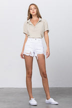 Maya High Rise White Denim Shorts