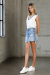 Esme High Waist Frayed Mini Denim Skirt