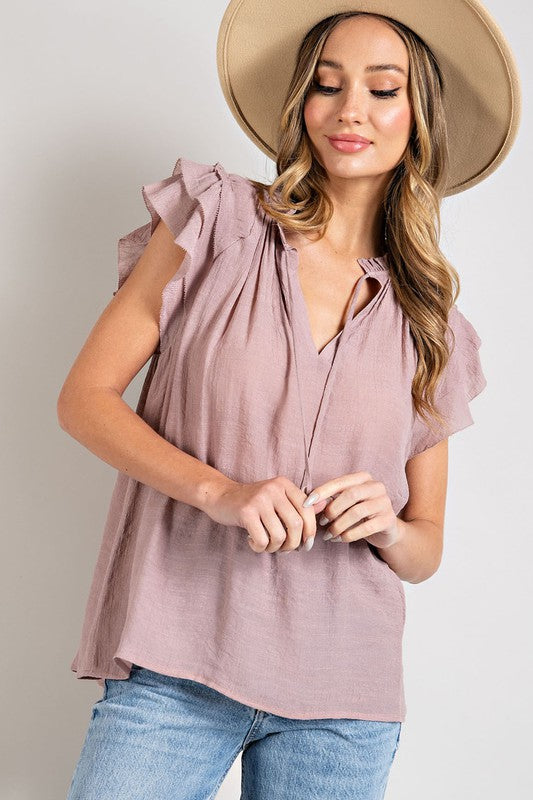 Louisa Tiered Ruffle Sleeve Short Sleeve Blouse