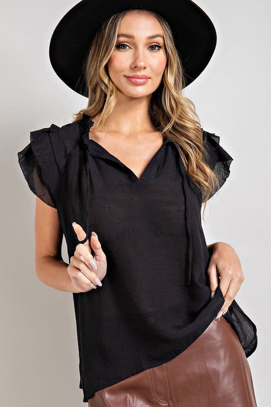 Louisa Tiered Ruffle Sleeve Short Sleeve Blouse
