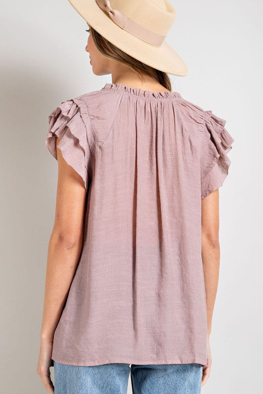 Louisa Tiered Ruffle Sleeve Short Sleeve Blouse