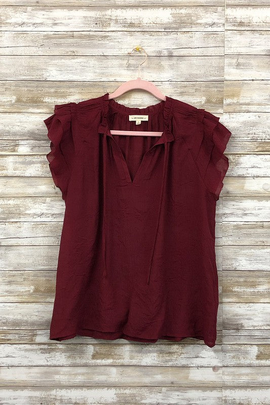 Louisa Tiered Ruffle Sleeve Short Sleeve Blouse