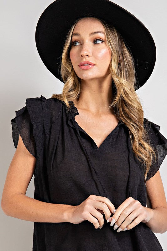 Louisa Tiered Ruffle Sleeve Short Sleeve Blouse