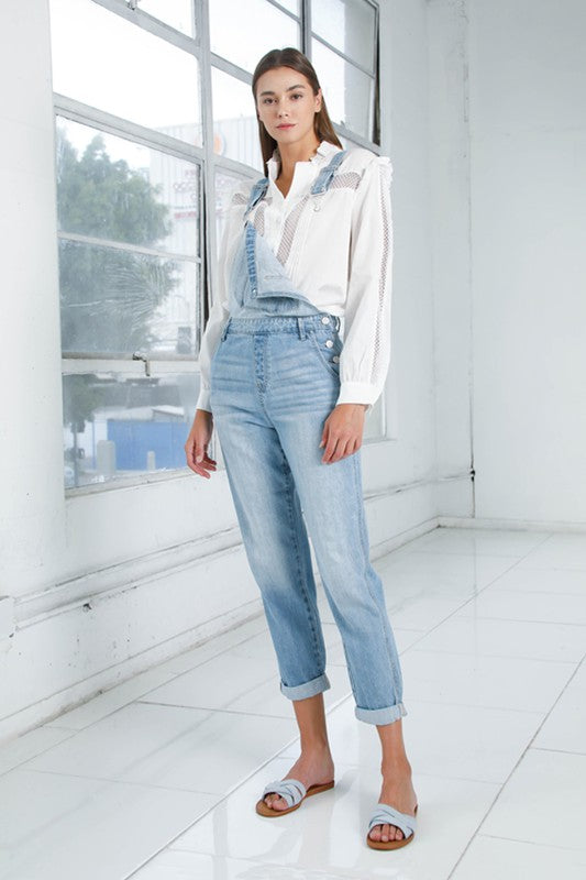 Sophia Pocket Detail Denim Overall Jumpsuit