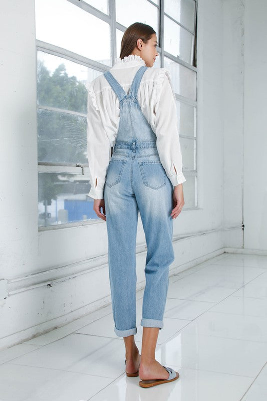 Sophia Pocket Detail Denim Overall Jumpsuit