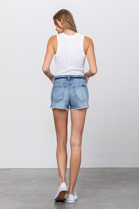 Amara Ripped Roll Up Leg Denim Shorts