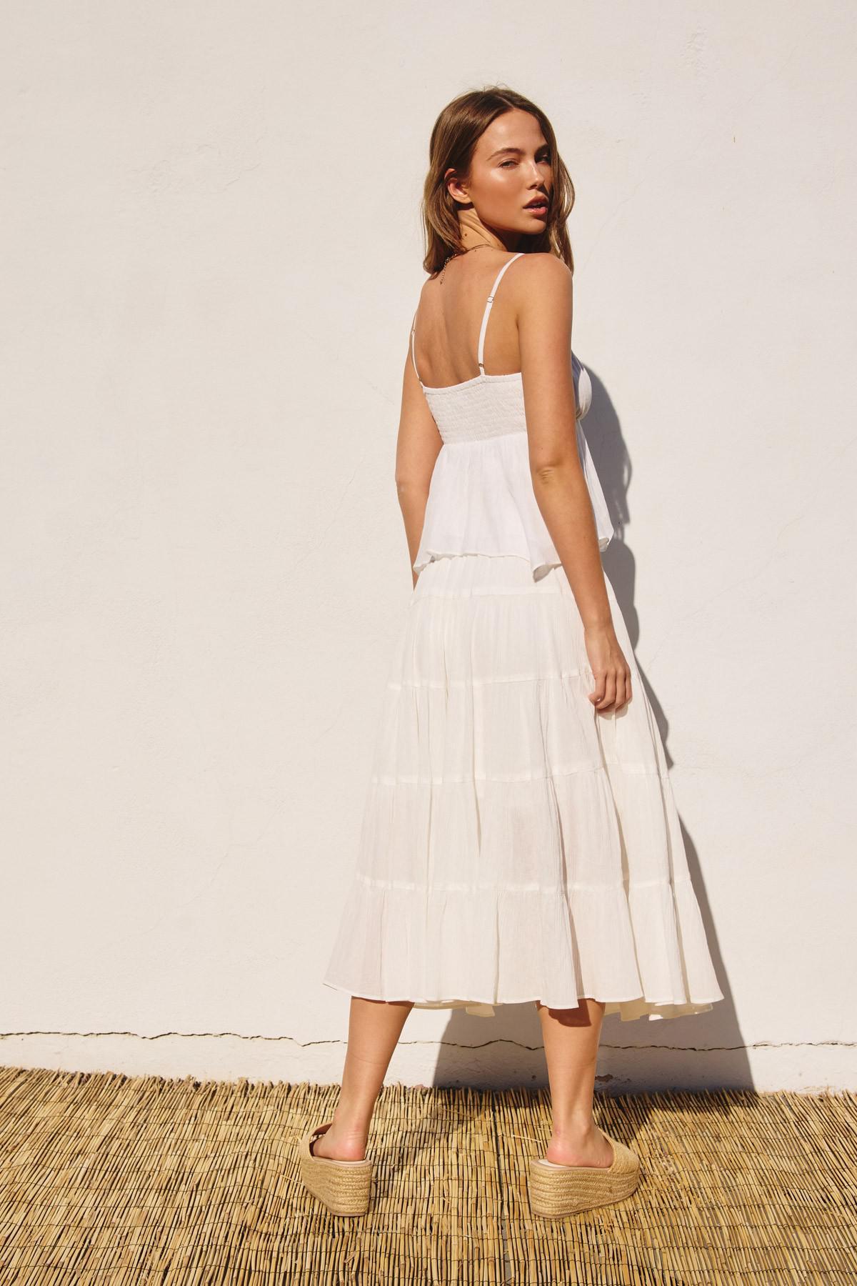 Becky Tiered Skirt || White