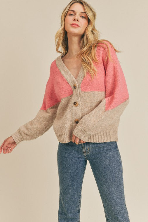 Leah Color block Cardigan Sweater