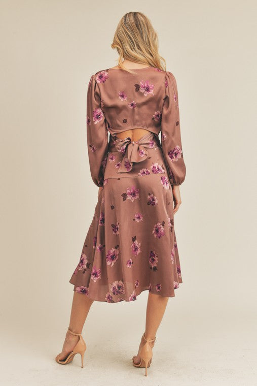 Ginny Side Slit Floral Print Skirt