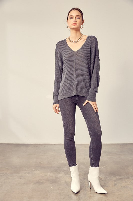 Carly V-Neck Knit Top