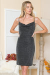 Leigh Sequin Lurex Cowl Neck Dress