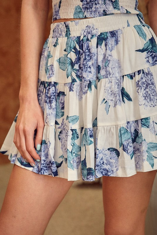 Sylvie Flower Printed Tiered Skort