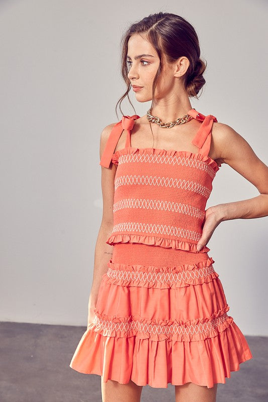 Terri Smocked Bow Strap Top