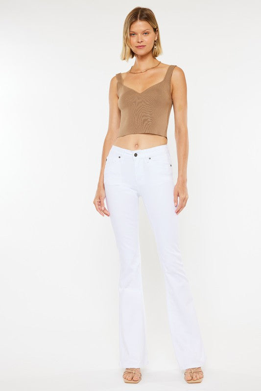 Natalie Mid Rise White Flare Jeans
