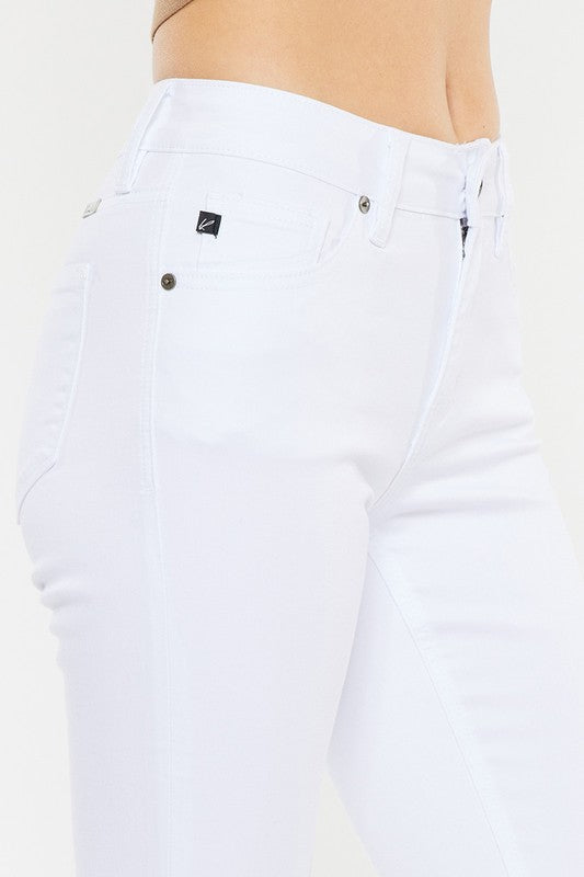 Natalie Mid Rise White Flare Jeans