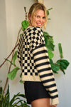 June Contrast pattern Sweater Cardigan
