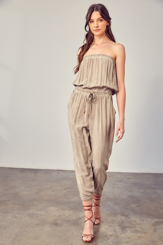 Elaine Raw Edge Detail Tube Jumpsuit