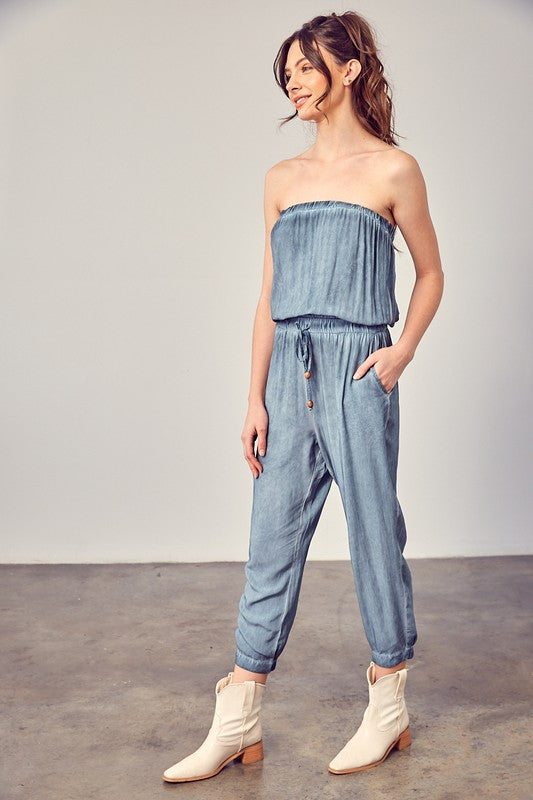 Elaine Raw Edge Detail Tube Jumpsuit