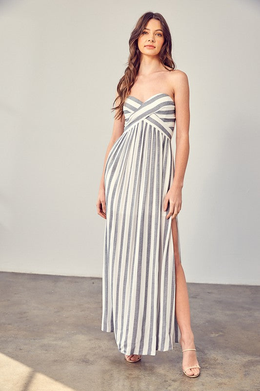 Micah Stripe Print Tube Maxi Dress