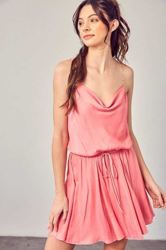 Ariadne Cowl Neck Beaded Strap Dress