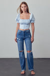 Dawn High Waist Ripped Straight Jeans
