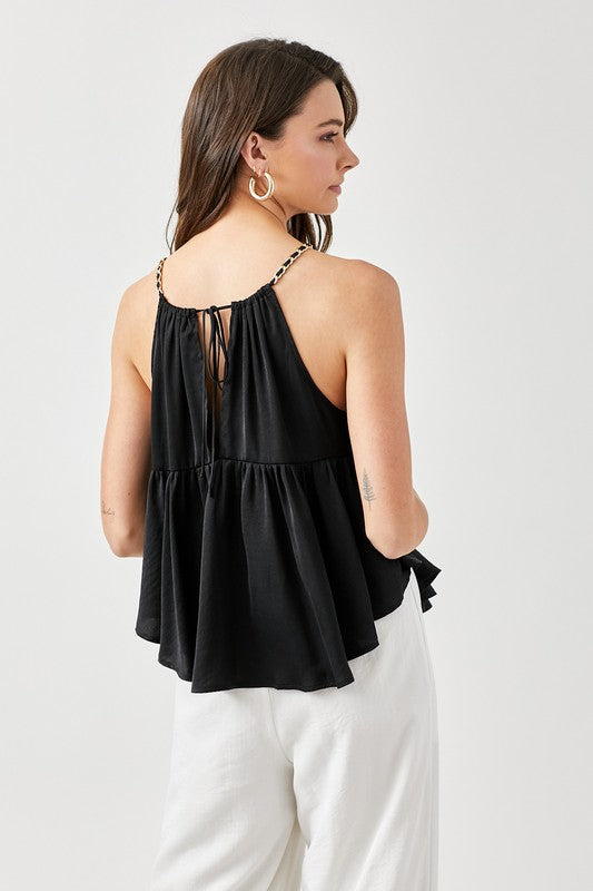 Anna Halter Neck with Back Strap Flared Top