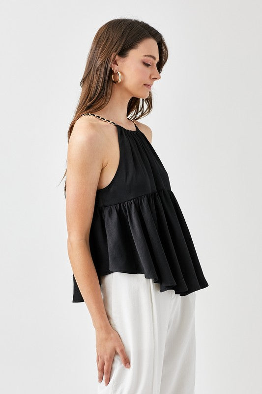 Anna Halter Neck with Back Strap Flared Top