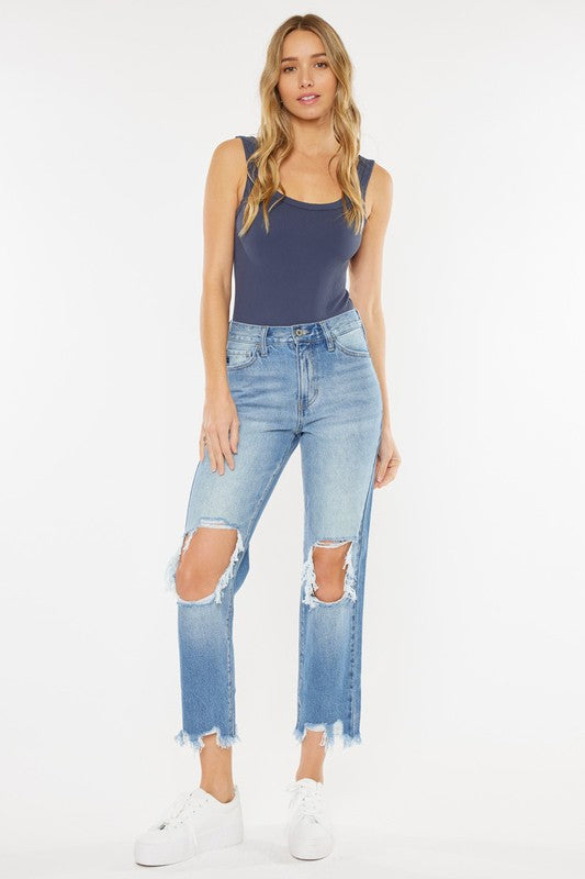 Jackie High Rise Distressed Mom Jeans