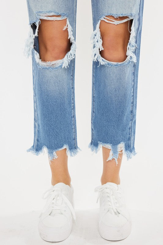 Jackie High Rise Distressed Mom Jeans