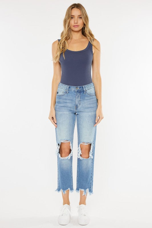 Jackie High Rise Distressed Mom Jeans