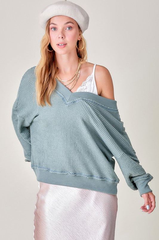 Off Shoulder Holly Waffle Top
