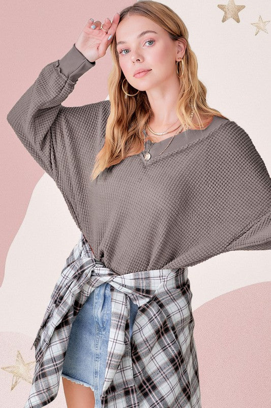 Off Shoulder Holly Waffle Top