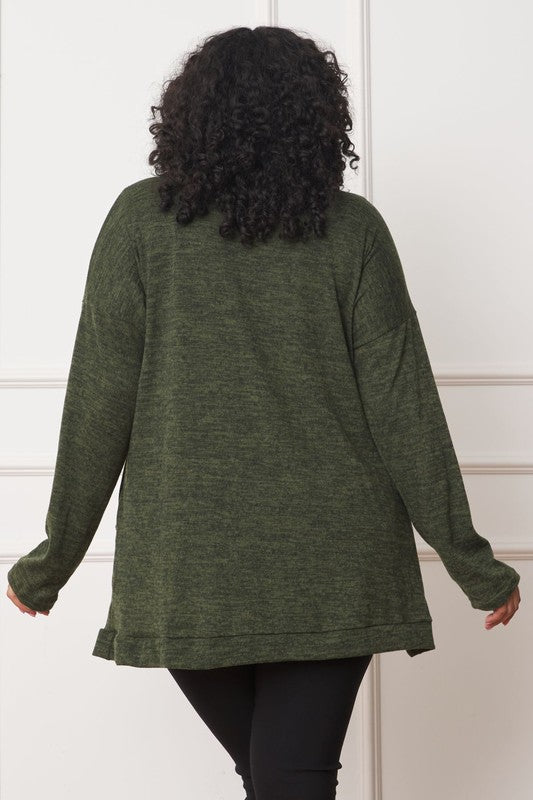 Jerrie Solid Drape Pocket Cardigan