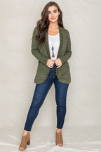 Jerrie Solid Drape Pocket Cardigan