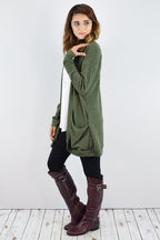 Jerrie Solid Drape Pocket Cardigan