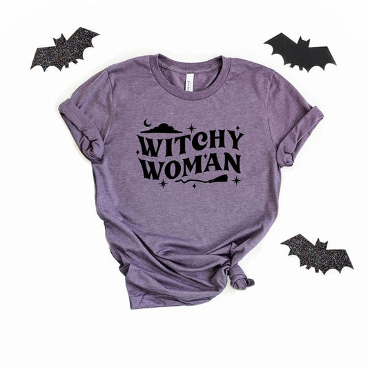 Witchy Woman Broom Short Sleeve Graphic Tee
