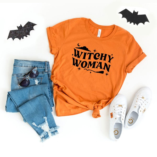 Witchy Woman Broom Short Sleeve Graphic Tee