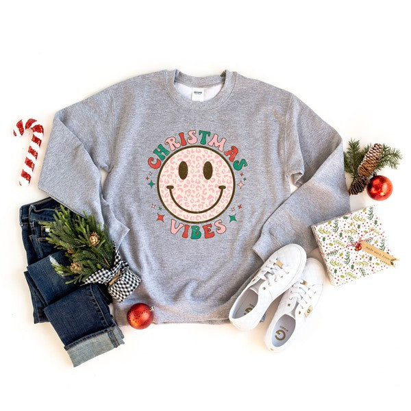 Retro Smiley Face Christmas Vibes Sweatshirt