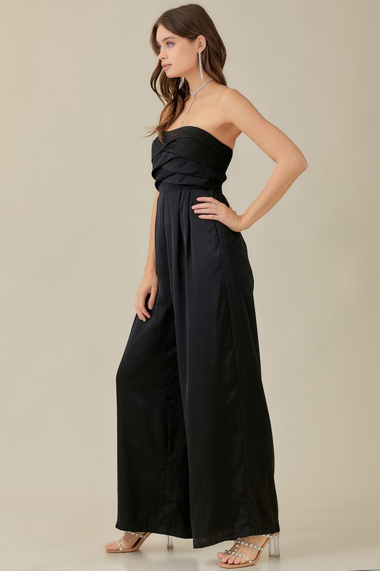 Taylor Overlapping Top Detailed Jumpsuit