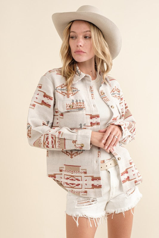 Hazel Jacquard Aztec Shirt Jacket