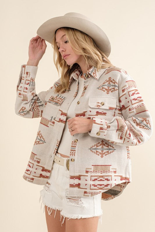 Hazel Jacquard Aztec Shirt Jacket