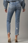 Delilah High Waist Distressed Fray Straight Jeans