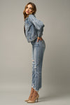 Delilah High Waist Distressed Fray Straight Jeans