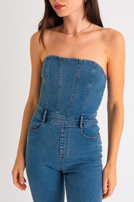 Got to Have it Tube Denim Jumpsuit